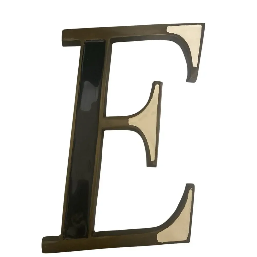 Brass/Metal Letter E 3D Wall Plaque 3.75